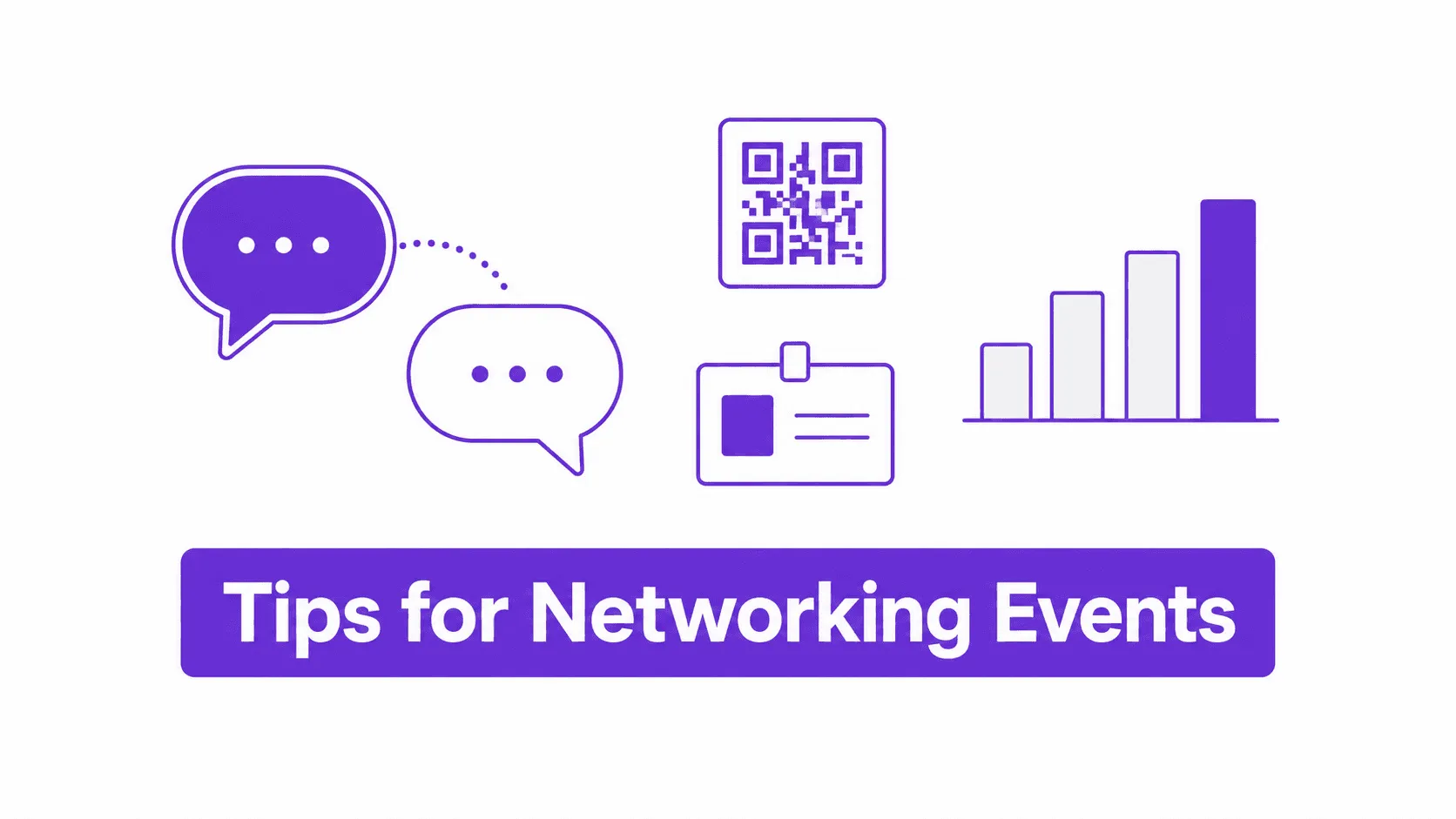 planner-side tips for networking events shown as matchmaking, badge, and analytics icons