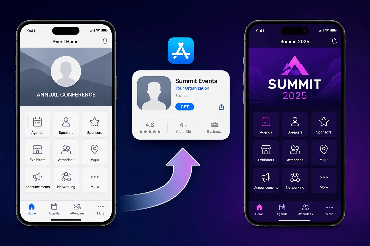 White label event app published under the organizer's own brand in the App Store